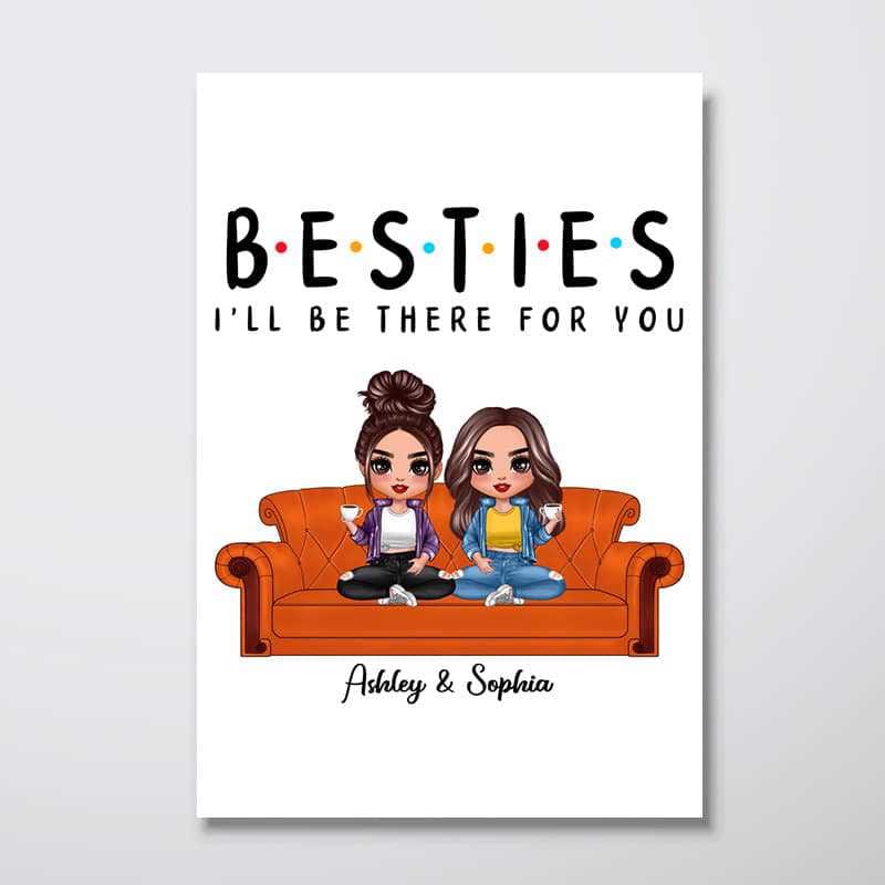 Poster Doll Besties Sisters Siblings Sitting On Couch Personalized Vertical Poster