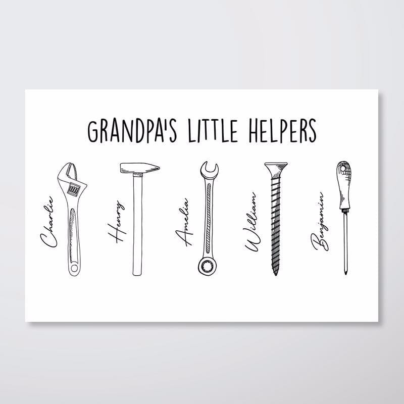 Poster Grandpa Little Helpers Personalized Horizontal Poster