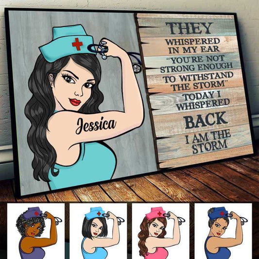 Poster Half Nurse Wood Texture Personalized Horizontal Poster 18x12