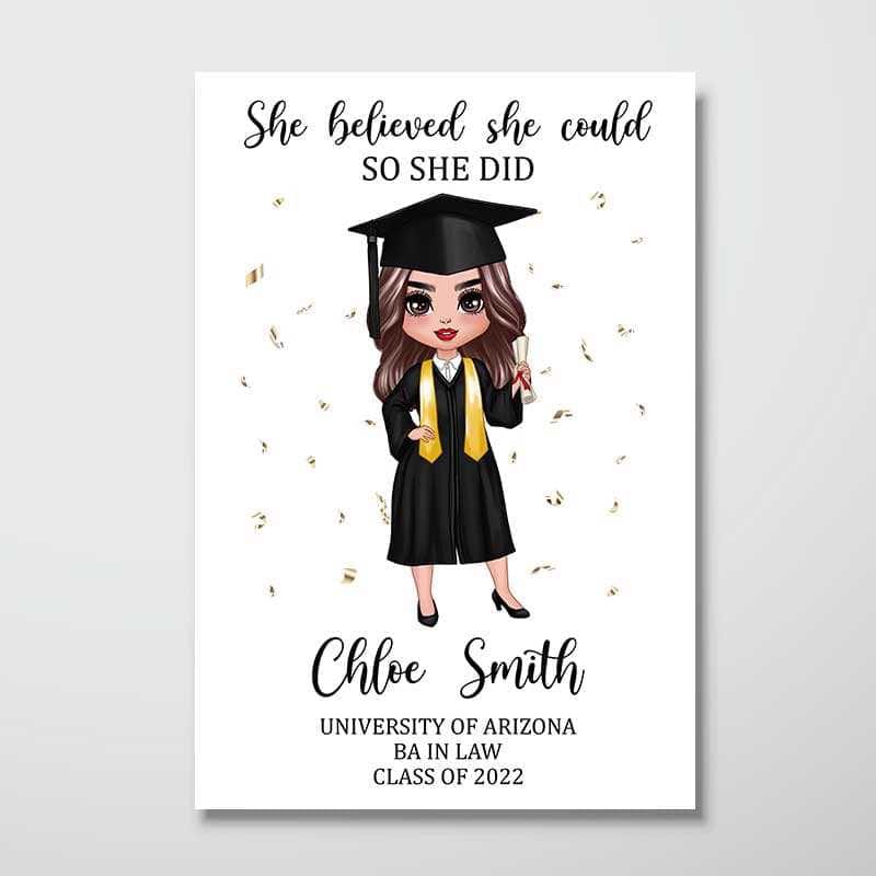 Poster She Believed She Could So She Did Graduation Gift Doll Personalized Vertical Poster