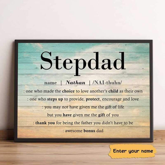 Poster Stepdad Custom Name Personalized Horizontal Poster 18x12