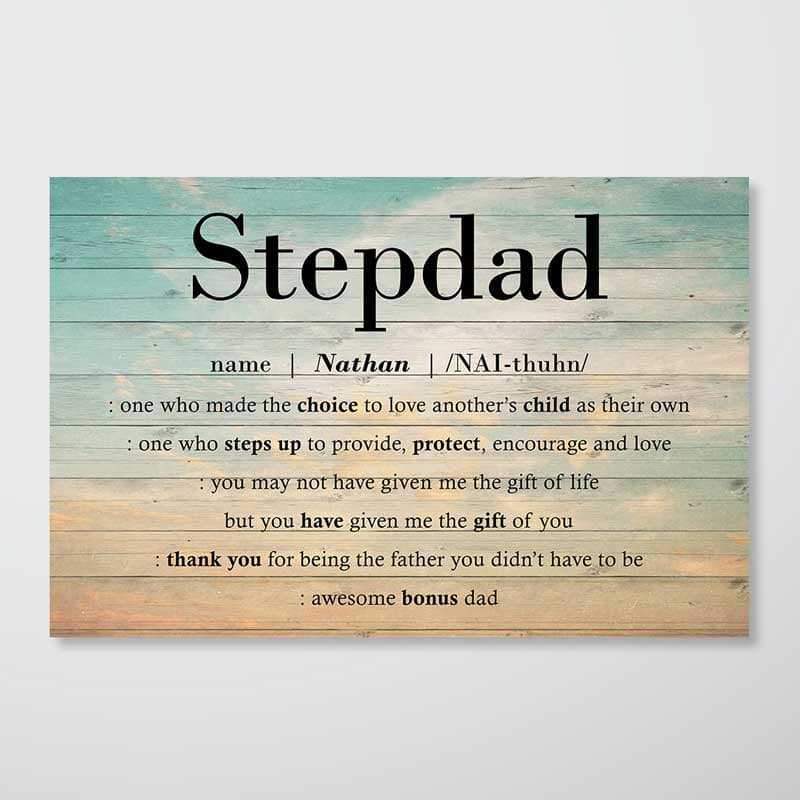 Poster Stepdad Custom Name Personalized Horizontal Poster