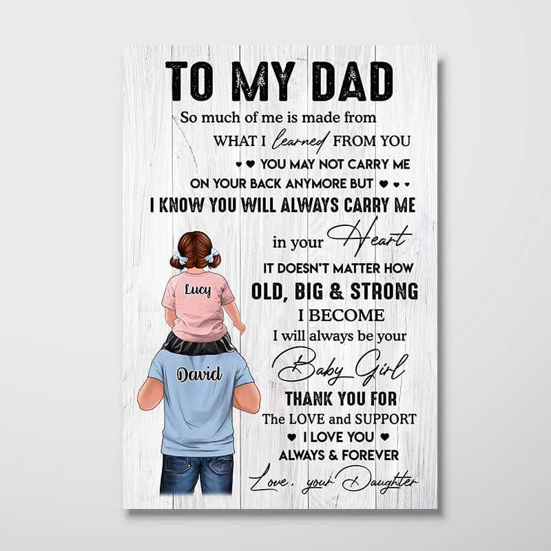Poster To My Dad From Daughter Son Piggy Back Personalized Vertical Poster