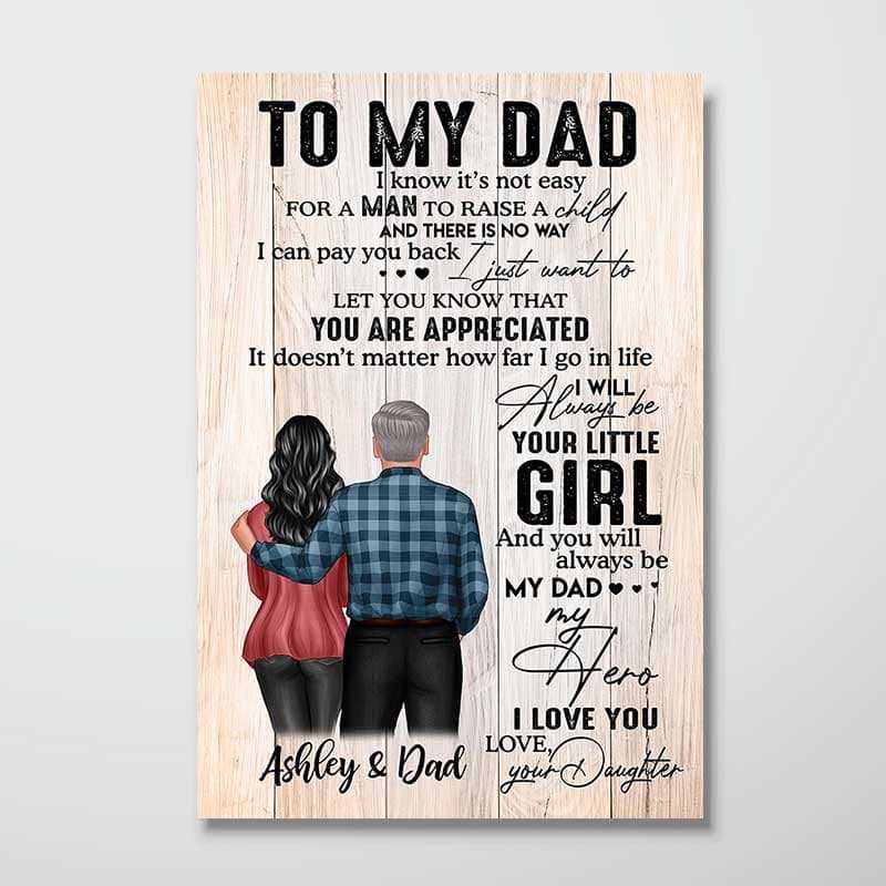 Poster To My Dad From Daughter Wood Texture Personalized Vertical Poster
