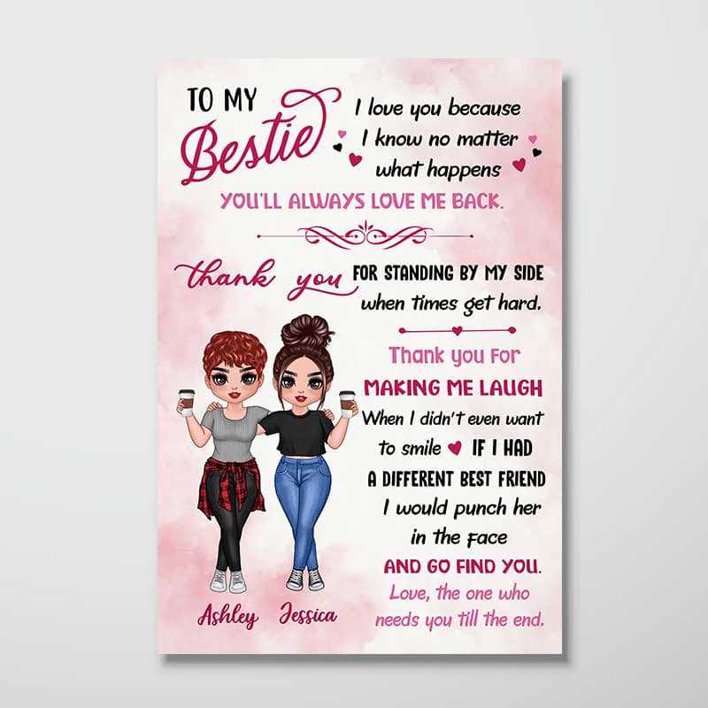 Poster Watercolor Pink Energetic Doll Besties Personalized Vertical Poster