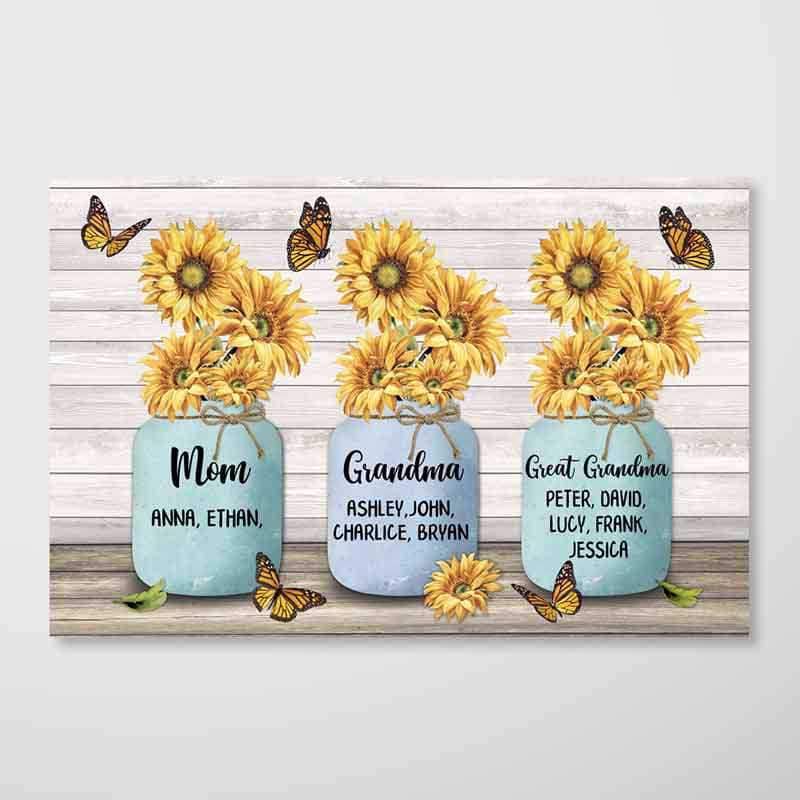 Poster Wife Mom Grandma Flower Vases Personalized Horizontal Poster