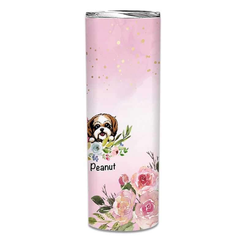 Skinny Tumbler Floral Dog Mom Cocktail Girl Personalized Skinny Tumbler 20oz