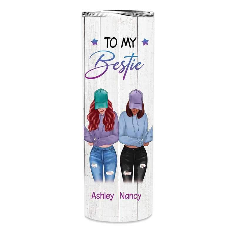Skinny Tumbler To My Bestie Front View Personalized Skinny Tumbler 20oz