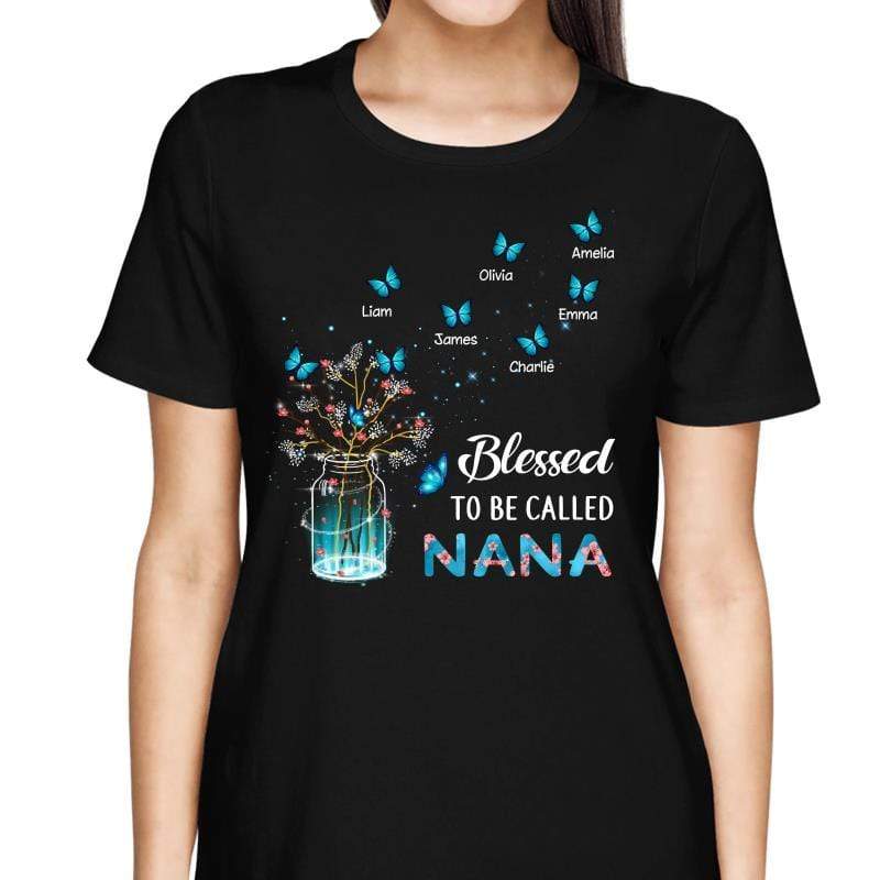 T-Shirt Blessed To Be Called Grandma Butterfly Personalized Shirt