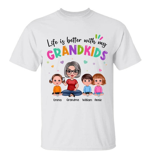 T-Shirt Colorful Life Is Better With My Grandkids Doll Style Personalized Shirt Classic Tee / White Classic Tee / S