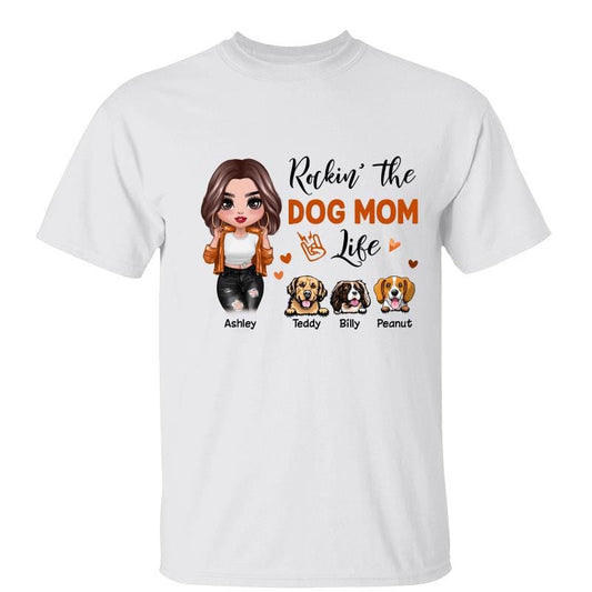 T-Shirt Cool Doll Girl Rockin‘ Dog Mom Life Personalized Shirt Classic Tee / White Classic Tee / S