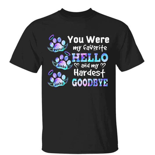 T-Shirt Dog Cat Hardest Goodbye Memorial Personalized Shirt Classic Tee / Black Classic Tee / S