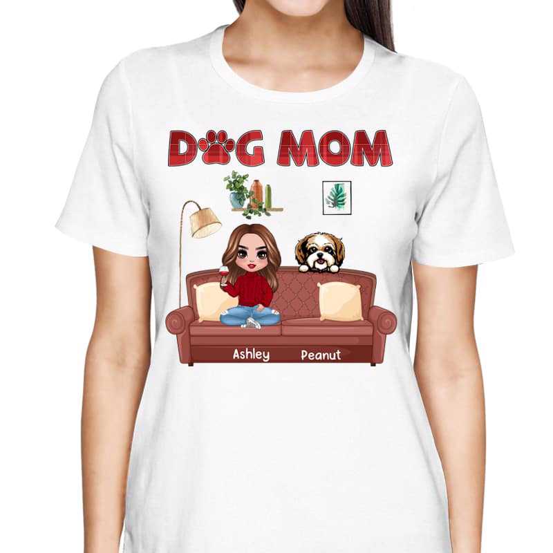 T-Shirt Dog Mom Sitting On Chair Personalized Shirt