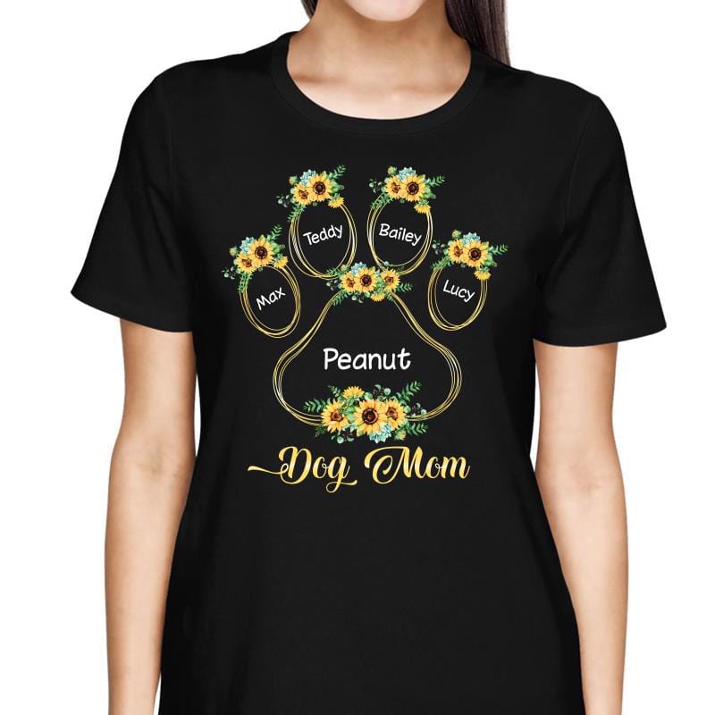 T-Shirt Dog Mom Sunflower Outline Personalized Shirt