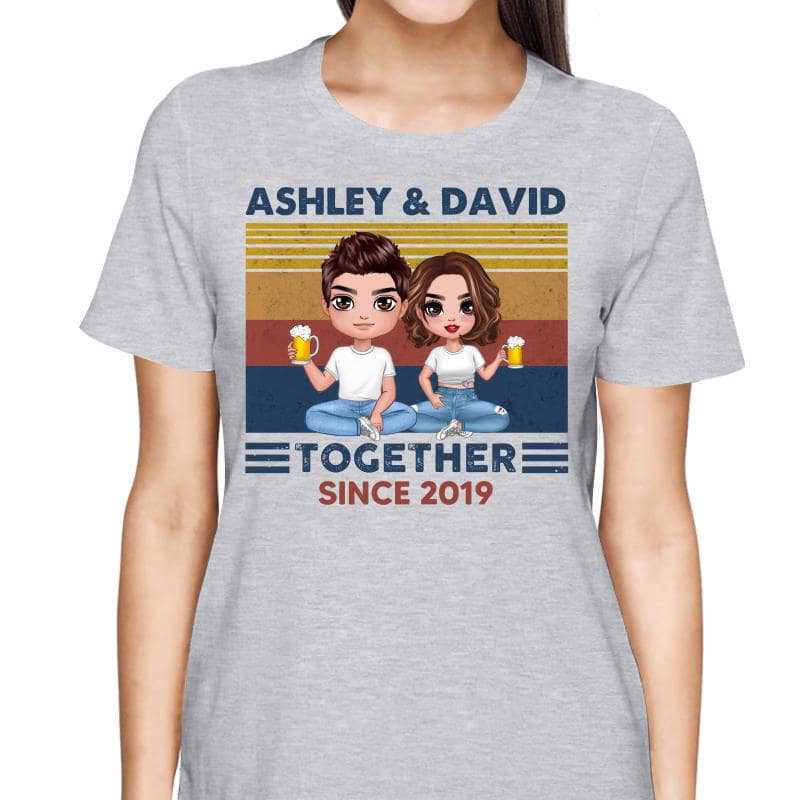 T-Shirt Doll Couple Together Since Retro Valentine‘s Day Gift For Her For Him Personalized Shirt