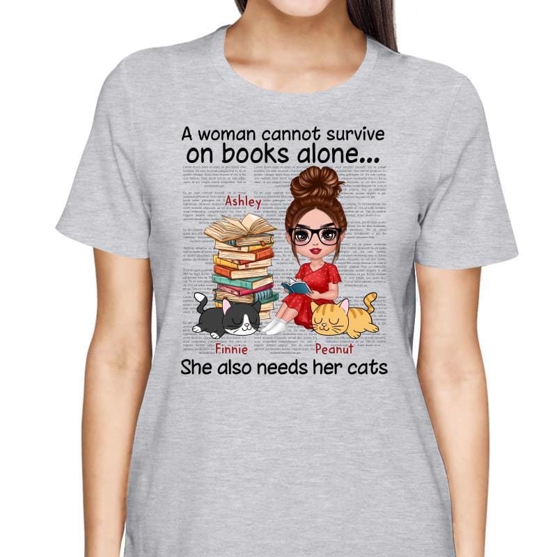 T-Shirt Doll Girl Books And Sleeping Cats Personalized Shirt