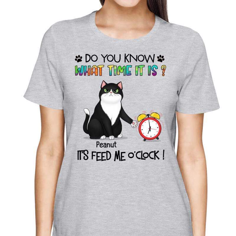 T-Shirt Fluffy Cats Feed Us O‘Clock Personalized Shirt