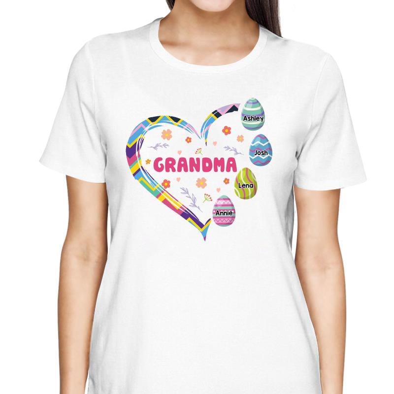 T-Shirt Grandma Easter Pattern Eggs Heart Personalized Shirt