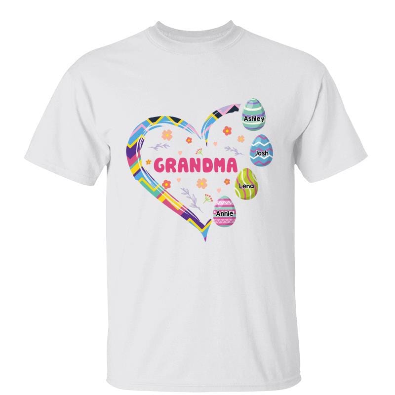 T-Shirt Grandma Easter Pattern Eggs Heart Personalized Shirt Classic Tee / White Classic Tee / S