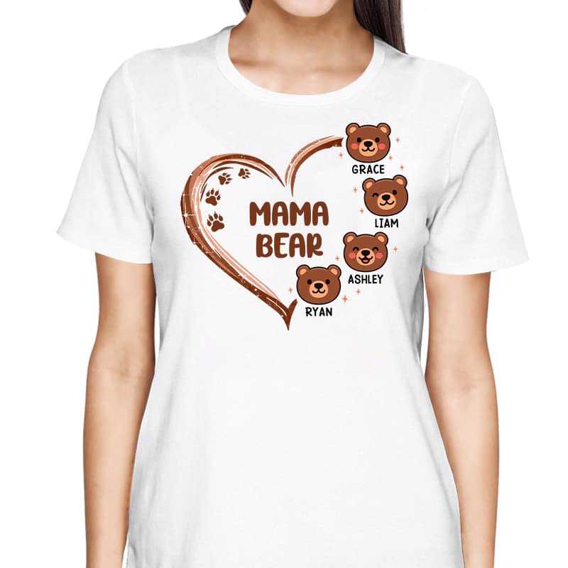 T-Shirt Grandma Mama Mom Auntie Bear Heart Personalized Shirt