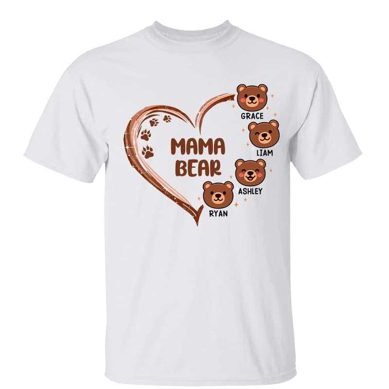 T-Shirt Grandma Mama Mom Auntie Bear Heart Personalized Shirt Classic Tee / White Classic Tee / S