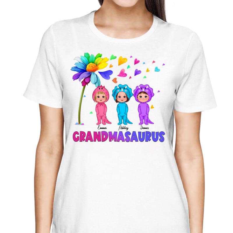 T-Shirt Grandmasaurus Colorful Daisy Dandelion Mother‘s Day Gift Personalized Shirt