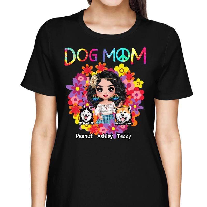 T-Shirt Hippie Doll Girl Dog Mom Personalized Shirt
