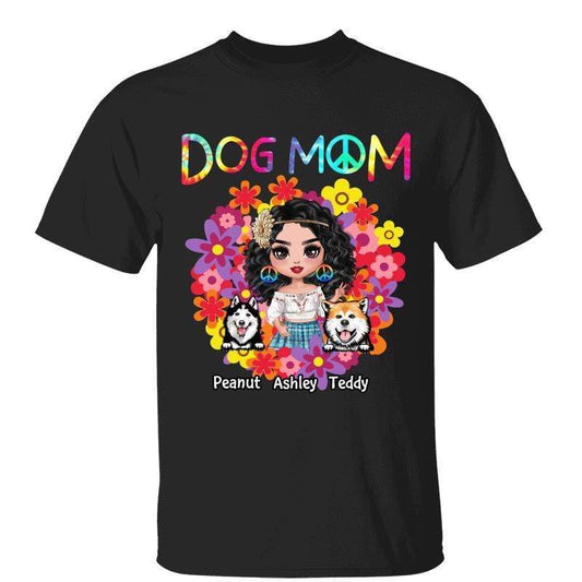 T-Shirt Hippie Doll Girl Dog Mom Personalized Shirt Classic Tee / Black Classic Tee / S