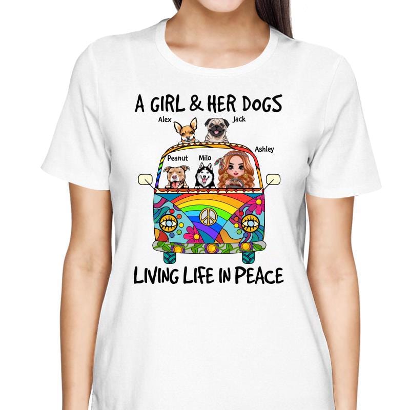 T-Shirt Hippie Doll On Van With Dogs Personalized Shirt