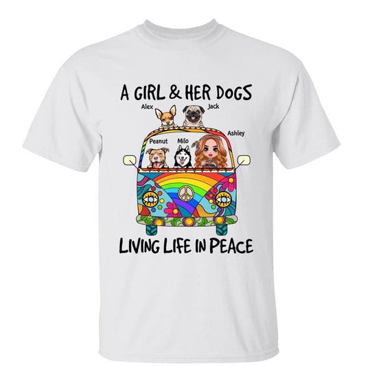 T-Shirt Hippie Doll On Van With Dogs Personalized Shirt Classic Tee / White Classic Tee / S