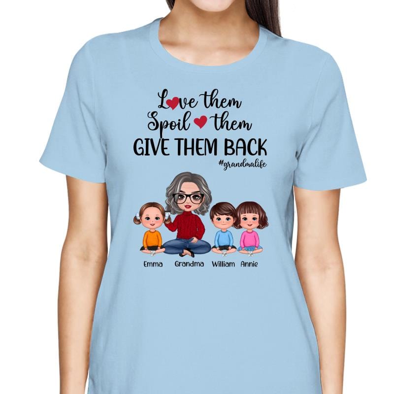 T-Shirt Love Them Spoil Them Doll Grandma And Grandkids Personalized Shirt
