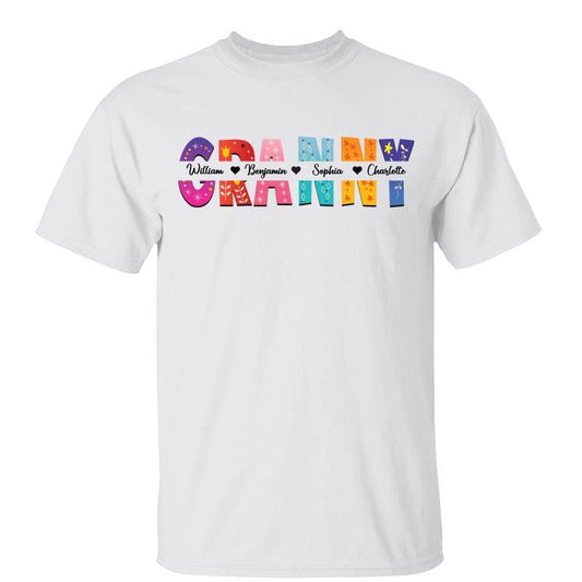 T-Shirt Mom Grandma Colorful Pattern Cut Through Mother‘s Day Personalized Shirt Classic Tee / White Classic Tee / S