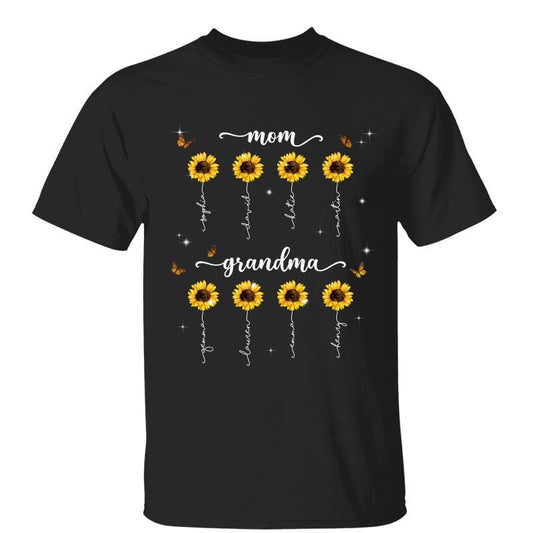 T-Shirt Mom Grandma Sunflowers Mother‘s Day Gift Personalized Shirt Classic Tee / Black Classic Tee / S