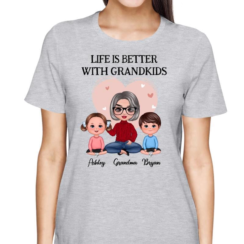 T-Shirt Pink Heart Doll Grandma Better With Grandkids Personalized Shirt