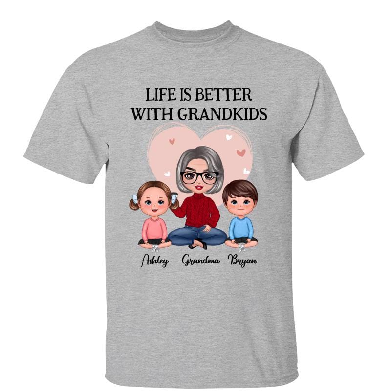 T-Shirt Pink Heart Doll Grandma Better With Grandkids Personalized Shirt Classic Tee / Ash Classic Tee / S