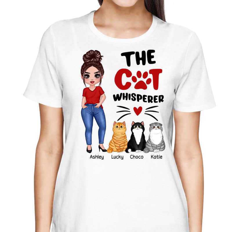 T-Shirt Posing Doll Woman The Cat Whisperer Personalized Shirt