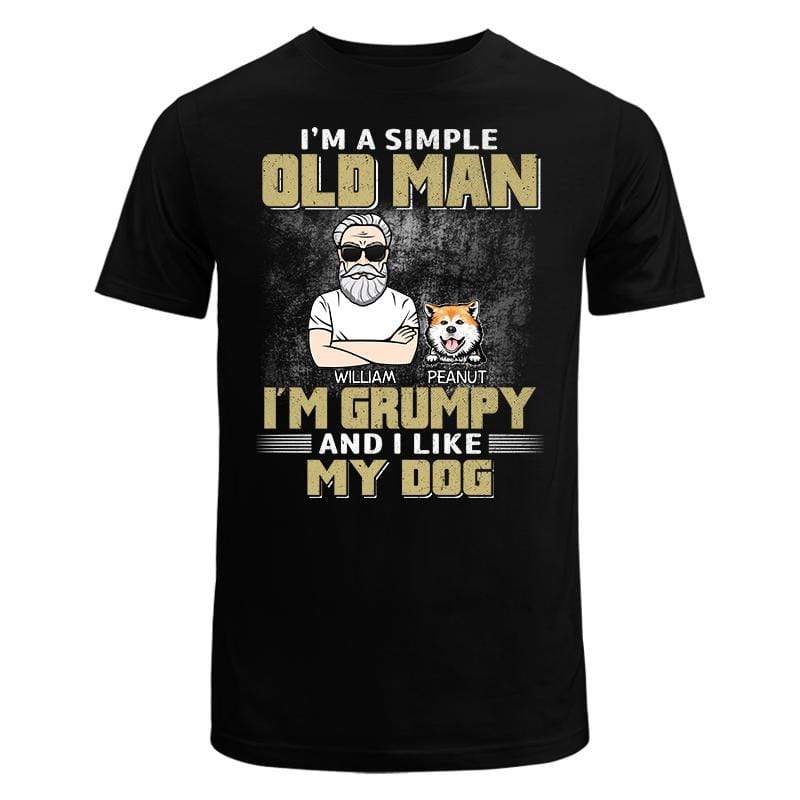T-Shirt Simple Old Man Like Dogs Personalized Shirt Classic Tee / Black Classic Tee / S
