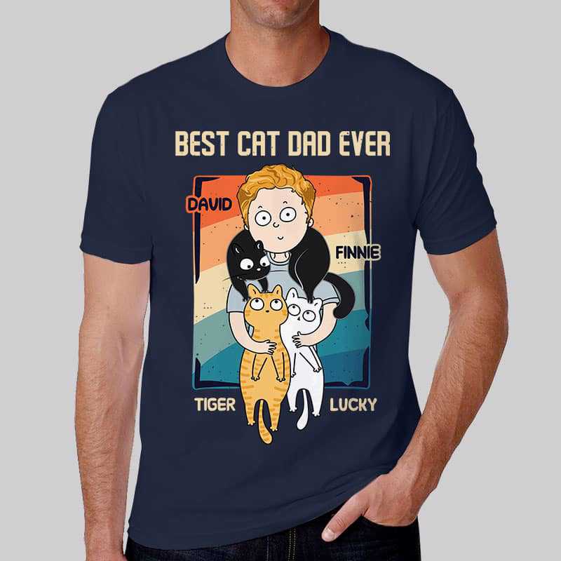 T-shirts Best Cat Dad Ever Chibi Boy Personalized Shirt