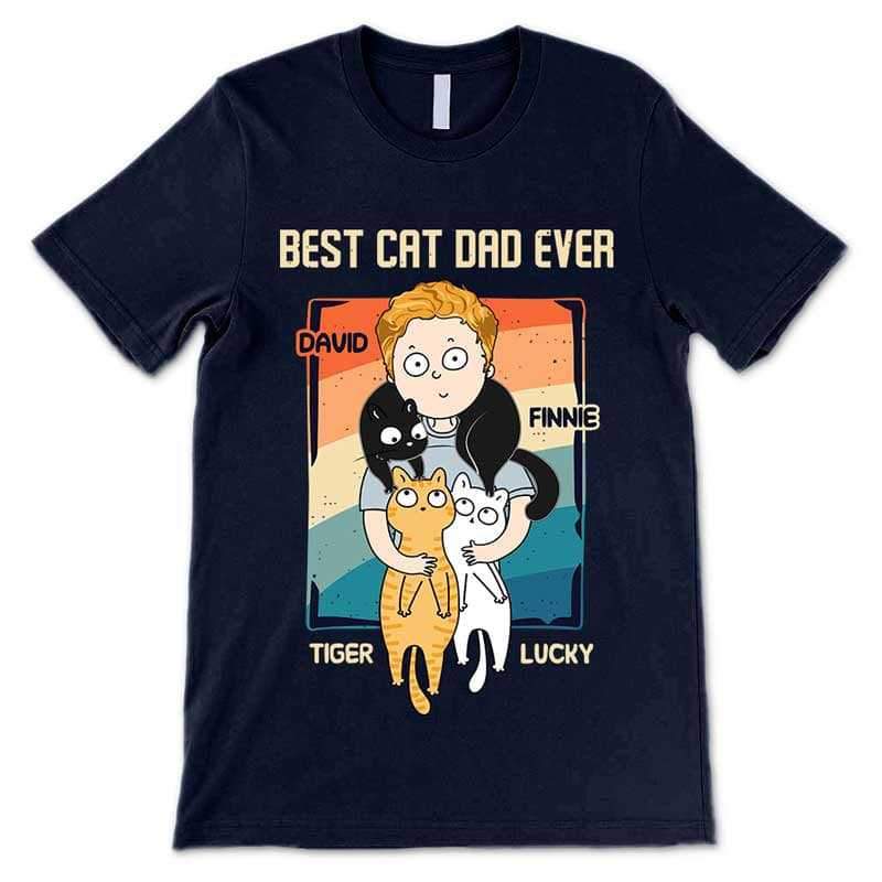 T-shirts Best Cat Dad Ever Chibi Boy Personalized Shirt