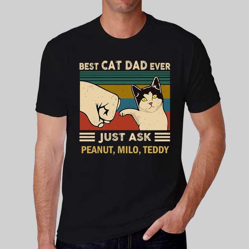 T-shirts Best Cat Dad Ever Personalized Black Shirt