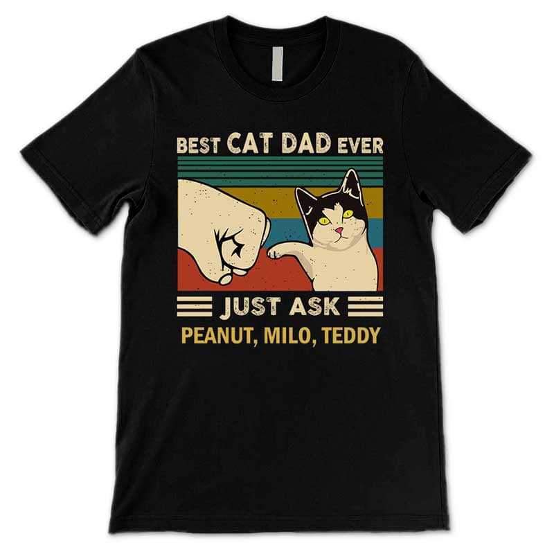 T-shirts Best Cat Dad Ever Personalized Black Shirt