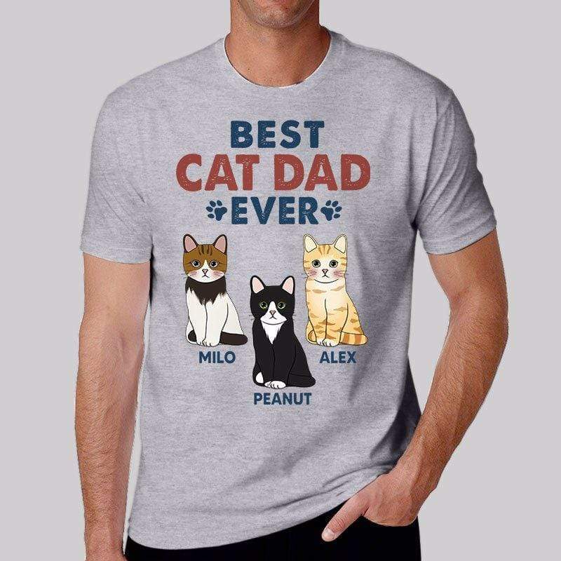 T-shirts Best Cat Dad Ever Sitting Cat Personalized Shirt