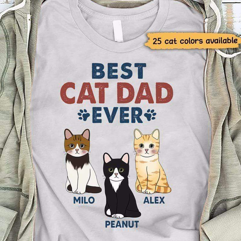 T-shirts Best Cat Dad Ever Sitting Cat Personalized Shirt Classic Tee / S / Ash