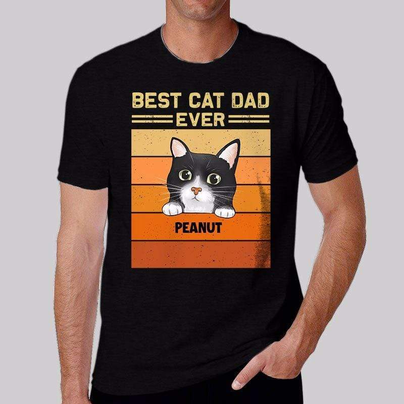 T-shirts Best Cat Dad Mom Peeking Retro Personalized Shirt