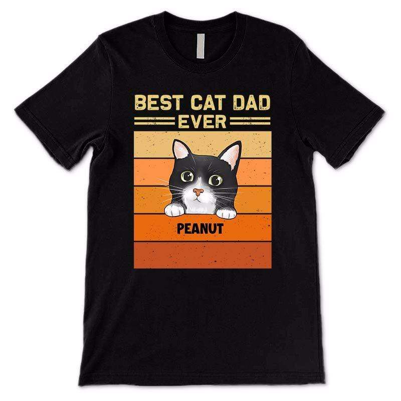 T-shirts Best Cat Dad Mom Peeking Retro Personalized Shirt