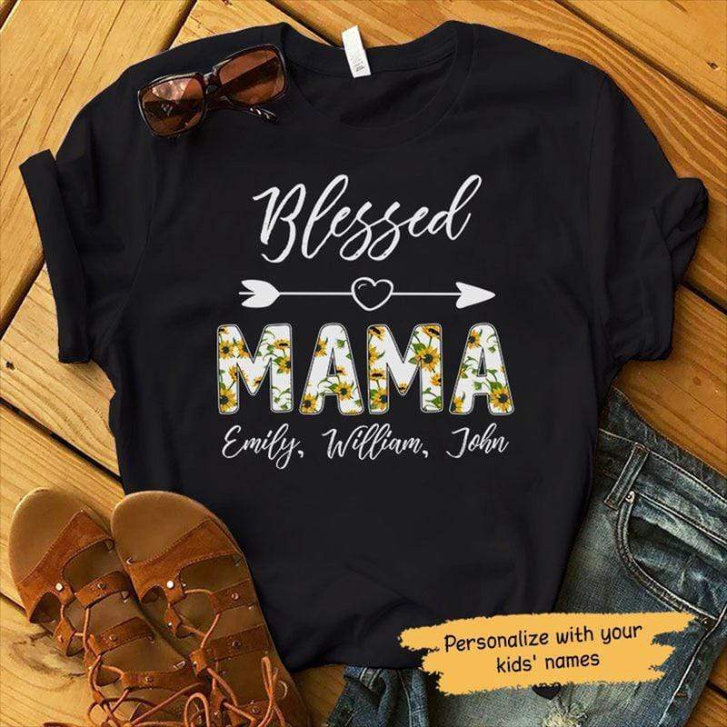 T-shirts Blessed Mama Mothers Day Personalized Shirt Classic Tee / S / Black