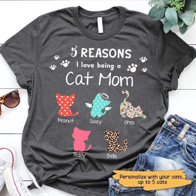 T-shirts Cat Mom Pattern Personalized Cat Mom Shirt Classic Tee / S / Dark Heather