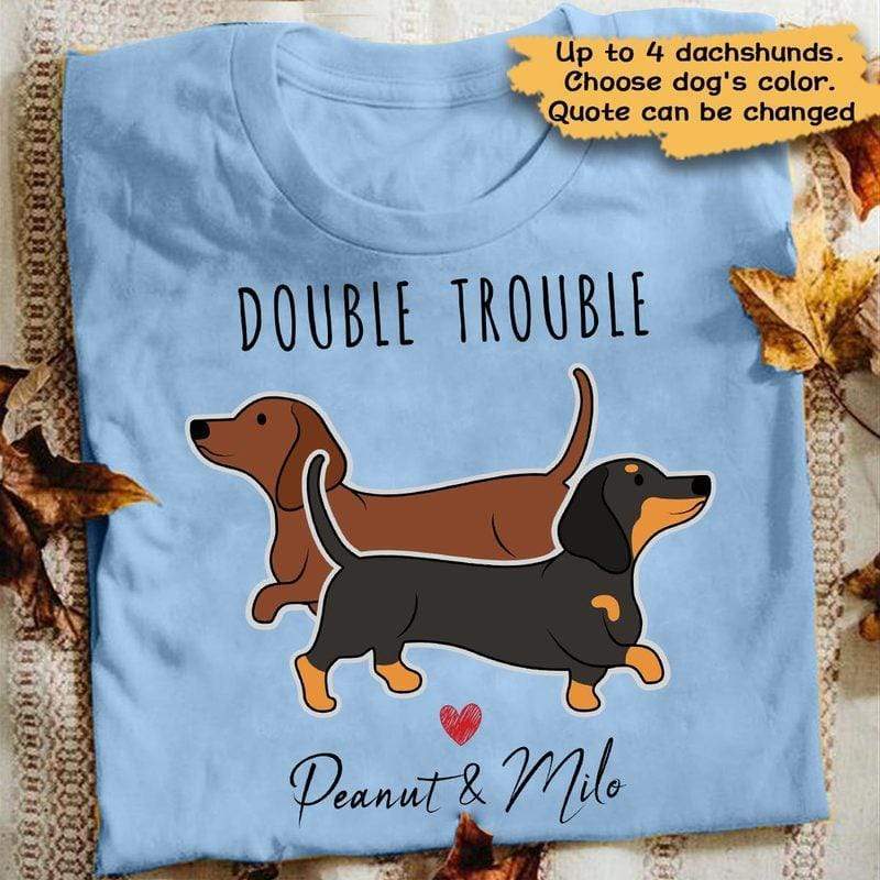 T-shirts Dachshund Personalized Dog Mom Shirt Classic Tee / S / Light Blue