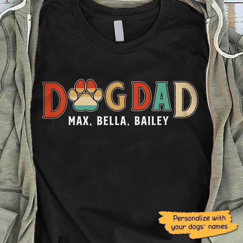 T-shirts Dog Dad Retro Personalized Dog Dad Shirt Classic Tee / S / Black