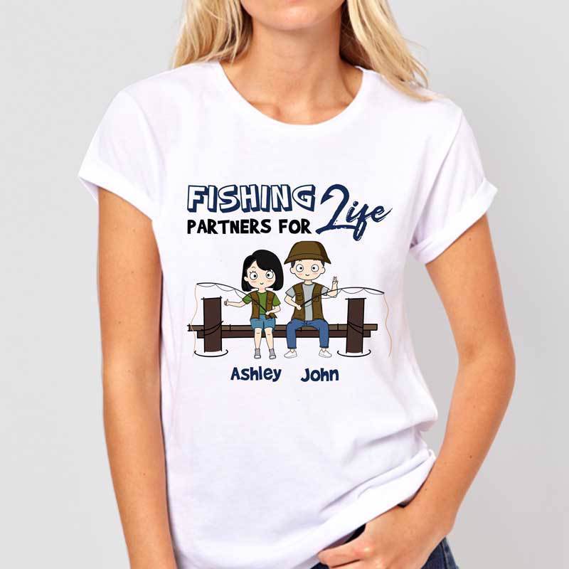 T-shirts Fishing Partners For Life Chibi Couple Personalized Shirt